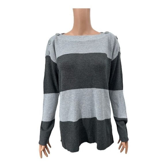 Vince Camuto Striped Relaxed Boatneck Sweater NWT - Picture 1 of 6